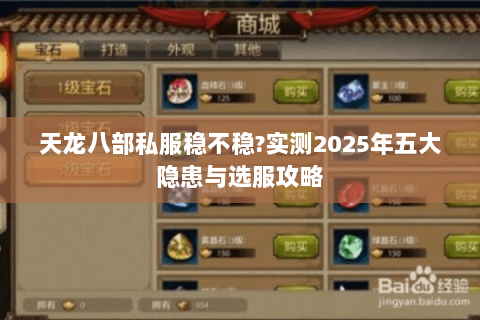 天龙八部私服稳不稳?实测2025年五大隐患与选服攻略 天龙八部私服稳不稳?实测2025年五大隐患与选服攻略