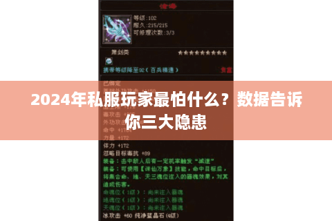 2024年私服玩家最怕什么?数据告诉你三大隐患 2024年私服玩家最怕什么?数据告诉你三大隐患