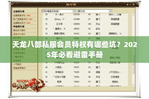 天龙八部私服会员特权有哪些坑?2025年必看避雷手册 天龙八部私服会员特权有哪些坑?2025年必看避雷手册