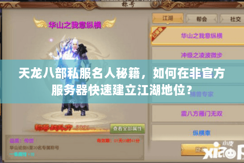 天龙八部私服名人秘籍,如何在非官方服务器快速建立江湖地位? 天龙八部私服名人秘籍,如何在非官方服务器快速建立江湖地位?