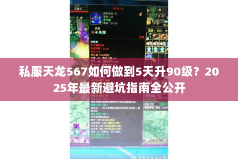 私服天龙567如何做到5天升90级?2025年最新避坑指南全公开 私服天龙567如何做到5天升90级?2025年最新避坑指南全公开