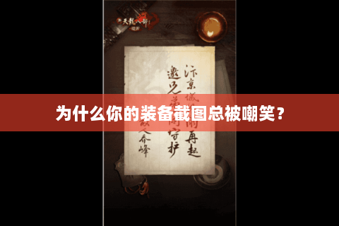 为什么你的装备截图总被嘲笑? 为什么你的装备截图总被嘲笑?