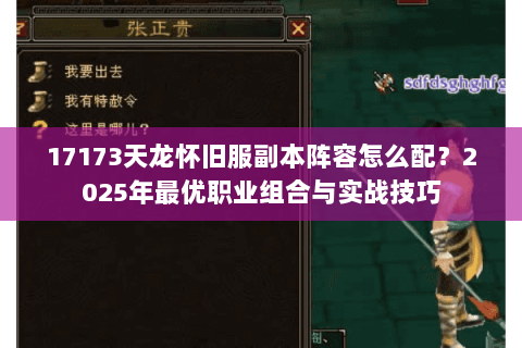 17173天龙怀旧服副本阵容怎么配？2025年最优职业组合与实战技巧
