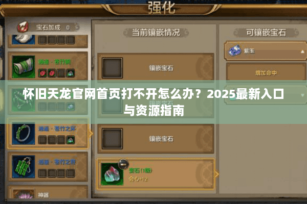 怀旧天龙官网首页打不开怎么办?2025最新入口与资源指南 怀旧天龙官网首页打不开怎么办?2025最新入口与资源指南
