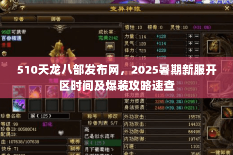 510天龙八部发布网,2025暑期新服开区时间及爆装攻略速查 510天龙八部发布网,2025暑期新服开区时间及爆装攻略速查