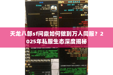 天龙八部sf问鼎如何做到万人同服？2025年私服生态深度揭秘
