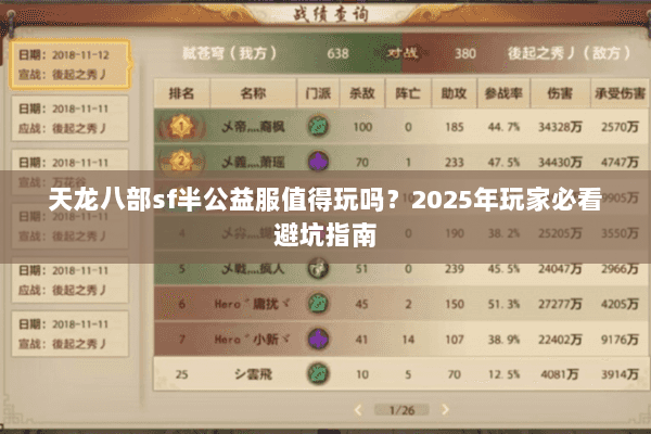 天龙八部sf半公益服值得玩吗?2025年玩家必看避坑指南 天龙八部sf半公益服值得玩吗?2025年玩家必看避坑指南