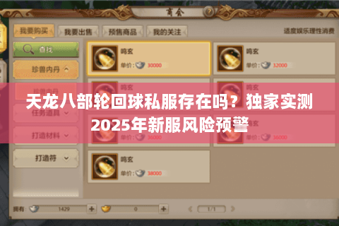 天龙八部轮回球私服存在吗?独家实测2025年新服风险预警 天龙八部轮回球私服存在吗?独家实测2025年新服风险预警