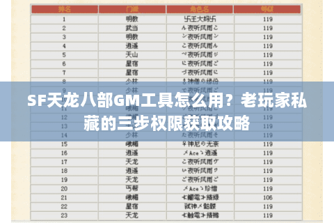 SF天龙八部GM工具怎么用?老玩家私藏的三步权限获取攻略 SF天龙八部GM工具怎么用?老玩家私藏的三步权限获取攻略