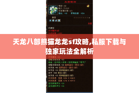 天龙八部熊猫龙龙sf攻略,私服下载与独家玩法全解析 天龙八部熊猫龙龙sf攻略,私服下载与独家玩法全解析