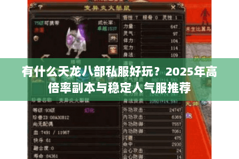 有什么天龙八部私服好玩？2025年高倍率副本与稳定人气服推荐
