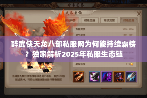 醉武侠天龙八部私服网为何能持续霸榜?独家解析2025年私服生态链 醉武侠天龙八部私服网为何能持续霸榜?独家解析2025年私服生态链