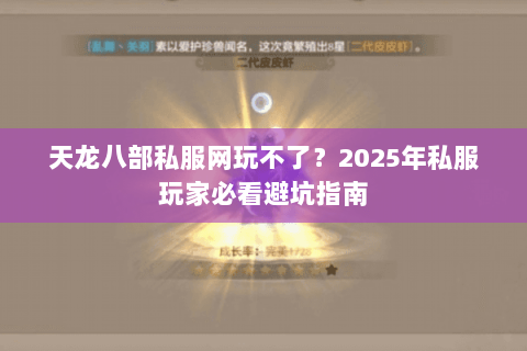 天龙八部私服网玩不了?2025年私服玩家必看避坑指南 天龙八部私服网玩不了?2025年私服玩家必看避坑指南