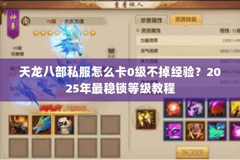 天龙八部私服怎么卡0级不掉经验？2025年最稳锁等级教程