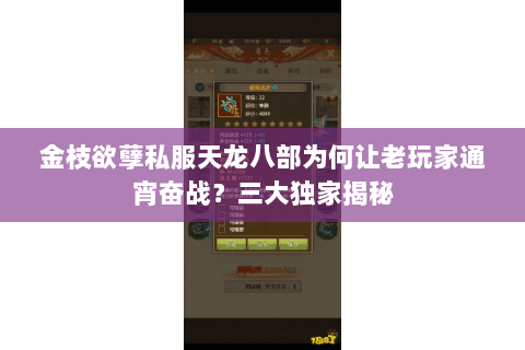 金枝欲孽私服天龙八部为何让老玩家通宵奋战?三大独家揭秘 金枝欲孽私服天龙八部为何让老玩家通宵奋战?三大独家揭秘