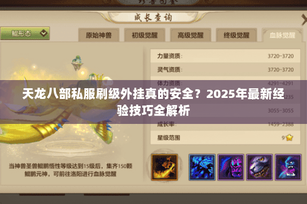 天龙八部私服刷级外挂真的安全?2025年最新经验技巧全解析 天龙八部私服刷级外挂真的安全?2025年最新经验技巧全解析