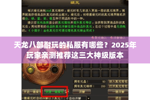 天龙八部耐玩的私服有哪些?2025年玩家亲测推荐这三大神级版本 天龙八部耐玩的私服有哪些?2025年玩家亲测推荐这三大神级版本