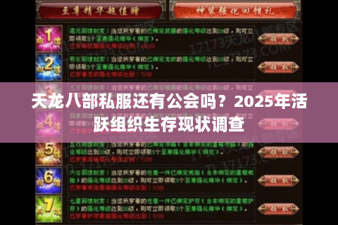 天龙八部私服还有公会吗?2025年活跃组织生存现状调查 天龙八部私服还有公会吗?2025年活跃组织生存现状调查