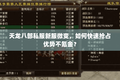 天龙八部私服新服微变,如何快速抢占优势不氪金? 天龙八部私服新服微变,如何快速抢占优势不氪金?