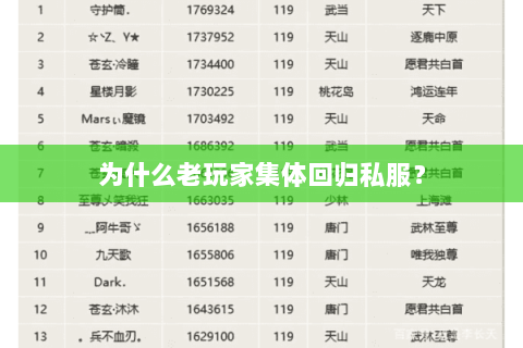 为什么老玩家集体回归私服? 为什么老玩家集体回归私服?