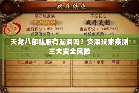 天龙八部私服有漏洞吗？资深玩家亲测三大安全风险