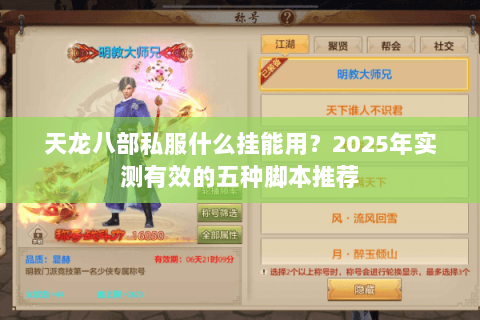 天龙八部私服什么挂能用?2025年实测有效的五种脚本推荐 天龙八部私服什么挂能用?2025年实测有效的五种脚本推荐