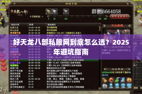 好天龙八部私服网到底怎么选？2025年避坑指南