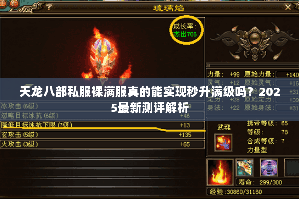 天龙八部私服裸满服真的能实现秒升满级吗?2025最新测评解析 天龙八部私服裸满服真的能实现秒升满级吗?2025最新测评解析