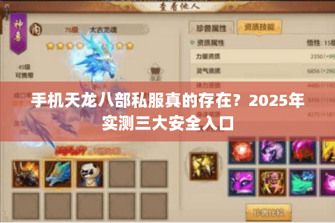 手机天龙八部私服真的存在?2025年实测三大安全入口 手机天龙八部私服真的存在?2025年实测三大安全入口