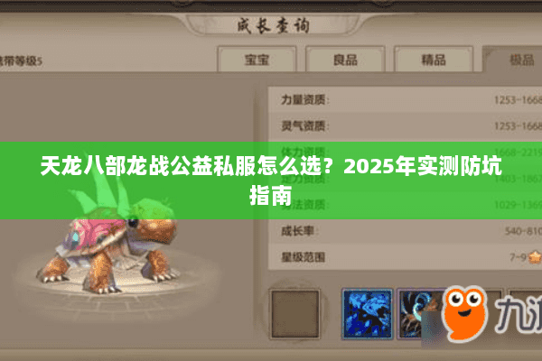 天龙八部龙战公益私服怎么选？2025年实测防坑指南