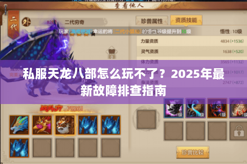 私服天龙八部怎么玩不了？2025年最新故障排查指南