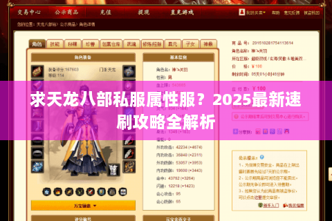 求天龙八部私服属性服?2025最新速刷攻略全解析 求天龙八部私服属性服?2025最新速刷攻略全解析