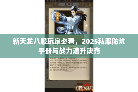 新天龙八服玩家必看,2025私服防坑手册与战力速升诀窍 新天龙八服玩家必看,2025私服防坑手册与战力速升诀窍