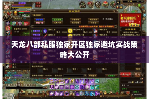 天龙八部私服独家开区独家避坑实战策略大公开 天龙八部私服独家开区独家避坑实战策略大公开