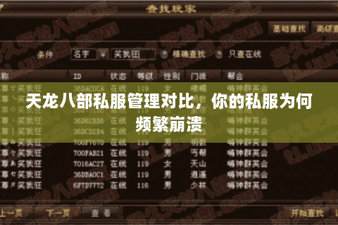 天龙八部私服管理对比,你的私服为何频繁崩溃 天龙八部私服管理对比,你的私服为何频繁崩溃