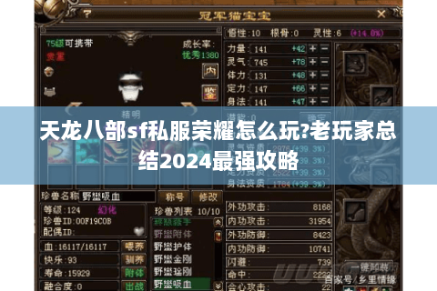 天龙八部sf私服荣耀怎么玩?老玩家总结2024最强攻略 天龙八部sf私服荣耀怎么玩?老玩家总结2024最强攻略