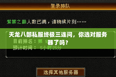 天龙八部私服终极三连问,你选对服务器了吗? 天龙八部私服终极三连问,你选对服务器了吗?