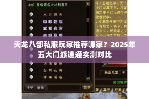 天龙八部私服玩家推荐哪家?2025年五大门派速通实测对比 天龙八部私服玩家推荐哪家?2025年五大门派速通实测对比