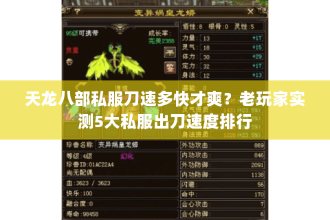 天龙八部私服刀速多快才爽?老玩家实测5大私服出刀速度排行 天龙八部私服刀速多快才爽?老玩家实测5大私服出刀速度排行