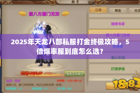 2025年天龙八部私服打金终极攻略,5倍爆率服到底怎么选? 2025年天龙八部私服打金终极攻略,5倍爆率服到底怎么选?