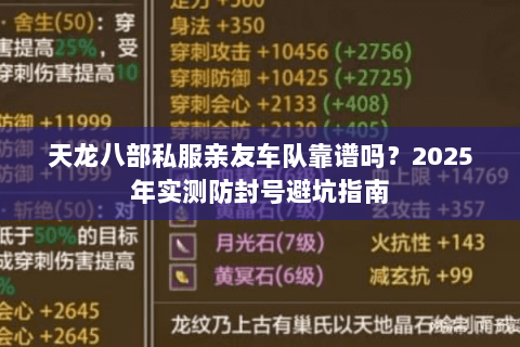 天龙八部私服亲友车队靠谱吗？2025年实测防封号避坑指南