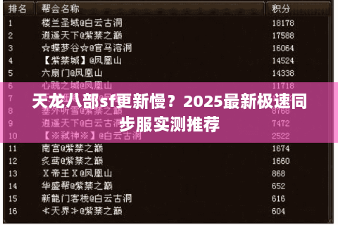 天龙八部sf更新慢?2025最新极速同步服实测推荐 天龙八部sf更新慢?2025最新极速同步服实测推荐