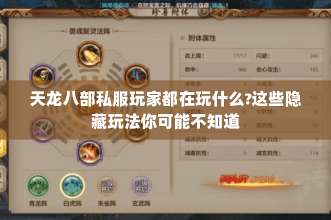 天龙八部私服玩家都在玩什么?这些隐藏玩法你可能不知道 天龙八部私服玩家都在玩什么?这些隐藏玩法你可能不知道