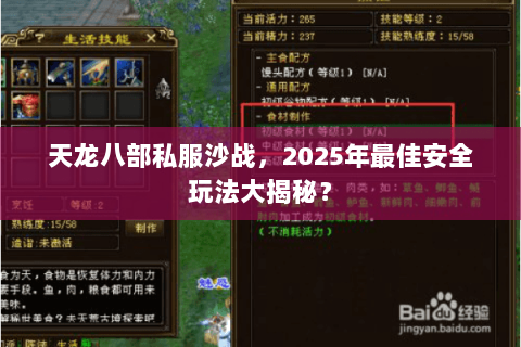 天龙八部私服沙战,2025年最佳安全玩法大揭秘? 天龙八部私服沙战,2025年最佳安全玩法大揭秘?