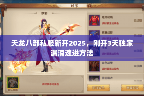 天龙八部私服新开2025，刚开3天独家漏洞速进方法
