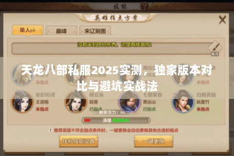 天龙八部私服2025实测,独家版本对比与避坑实战法 天龙八部私服2025实测,独家版本对比与避坑实战法