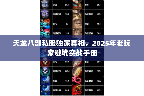 天龙八部私服独家真相,2025年老玩家避坑实战手册 天龙八部私服独家真相,2025年老玩家避坑实战手册