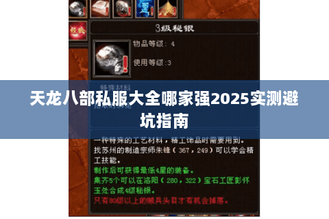 天龙八部私服大全哪家强2025实测避坑指南 天龙八部私服大全哪家强2025实测避坑指南