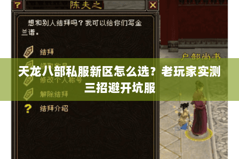 天龙八部私服新区怎么选？老玩家实测三招避开坑服