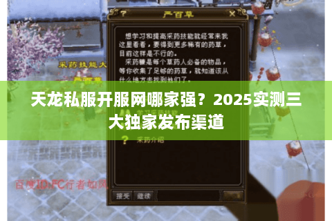 天龙私服开服网哪家强?2025实测三大独家发布渠道 天龙私服开服网哪家强?2025实测三大独家发布渠道
